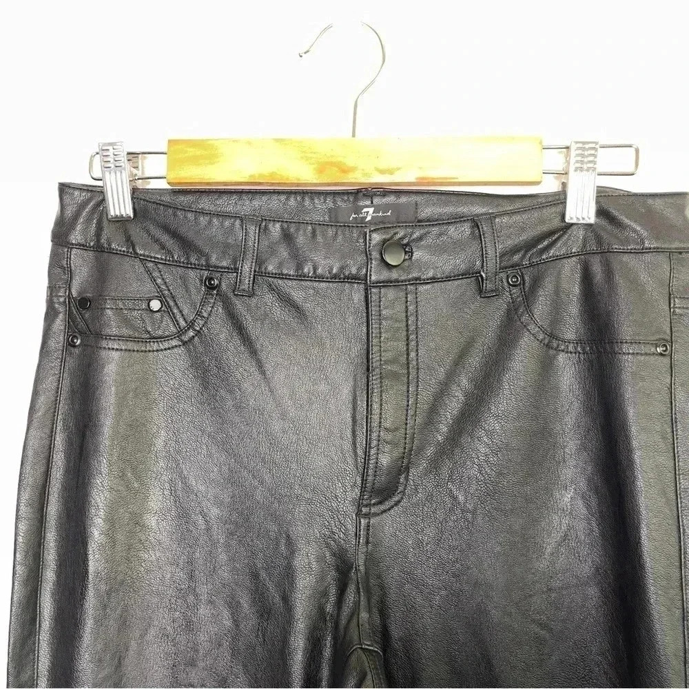 7 for All Mankind Black Vegan Faux Leather Skinny High Rise Leggings Size Large - Picture 5 of 11